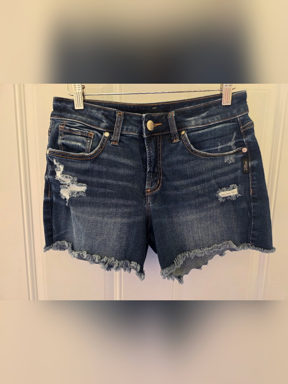Silver Jeans Dark Blue Distressed Cutoff Shorts Size 27